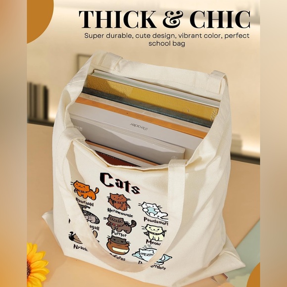 NIP Potter Cats Funny Cotton and Canvas Reusable Tote Bag - Picture 4 of 8